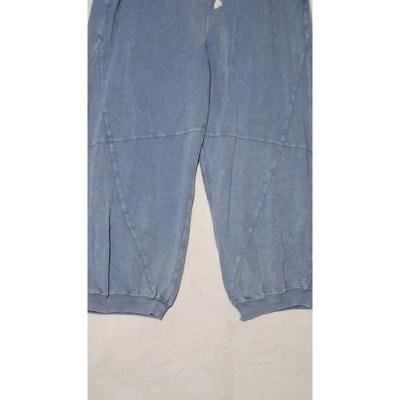 Aerie Blue Acid Wash Balloon Leg Sweatpants Cotton Seam Detail Joggers Large - Picture 3 of 9